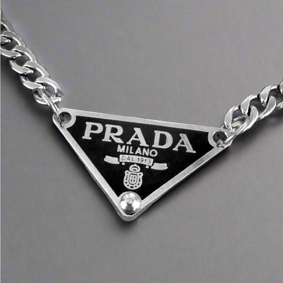 Repurposed Prada Triangle Necklace - Picture 2 of 5